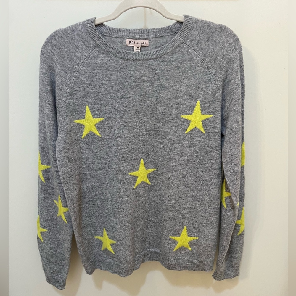 Grey and Yellow, PHILOSOPHY Sweater, size Medium.